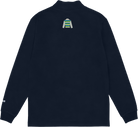 Black long-sleeve shirt with a small logo on the chest against a white background